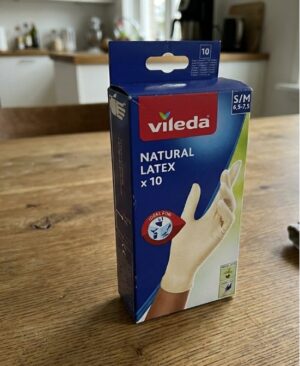 Vienkartinės natūralaus latekso pirštinės VILEDA Natural Latex (S/M dydis, 10 vnt.